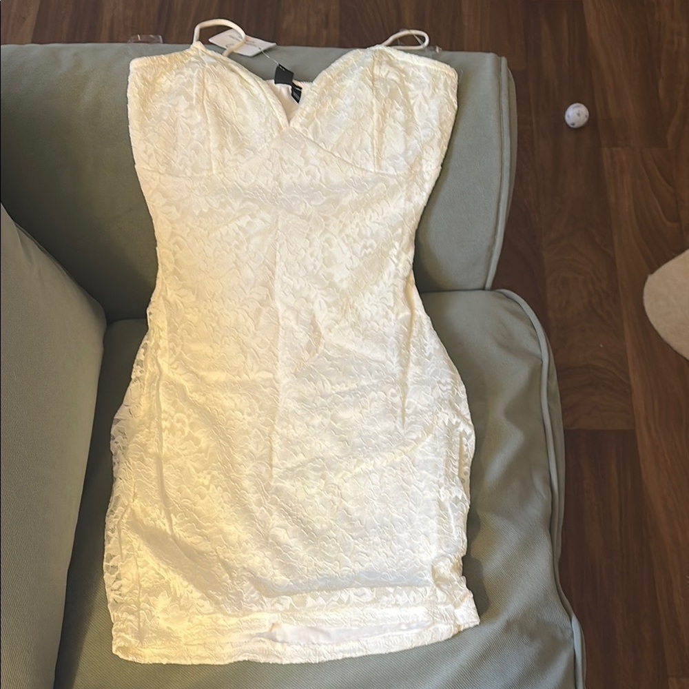H&M Cream Bodycon Mini Dress Spaghetti Strap